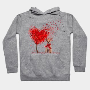 Happy Valentine's Day Heart Tree Love Tan Chihuahua Hoodie